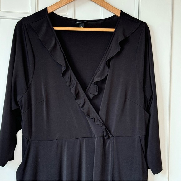 torrid baby doll black empire waist dress preppy sexy ruffled V neck flattering - Picture 4 of 16